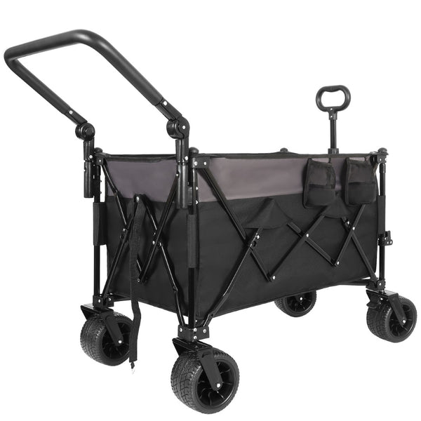 English Elm Multi-functional Folding Wagon with All-terrain Wheels Adjustable Handle Outdoor Hauler W2932P289380