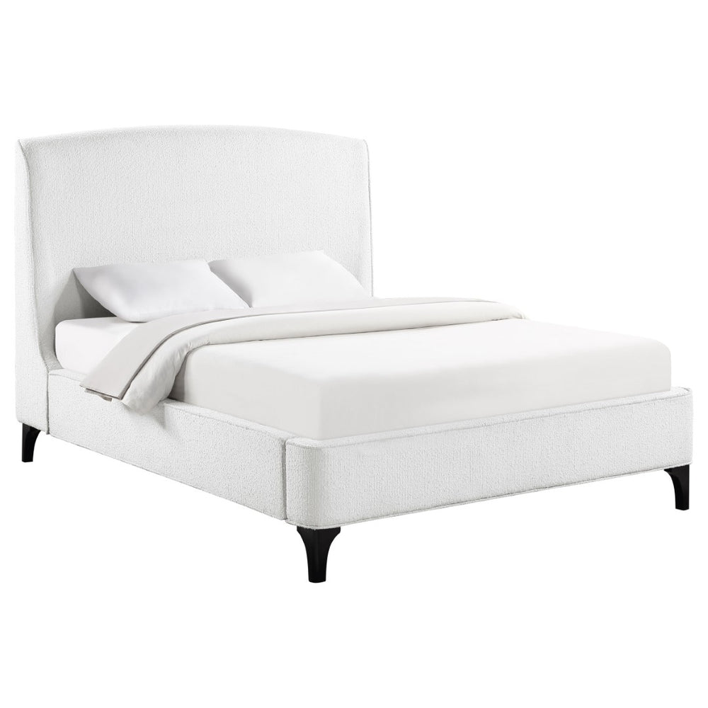 English Elm Theodore Boucle Wingback Queen Bed Sculptural Upholstered Frame for Modern Bedrooms B062S01637