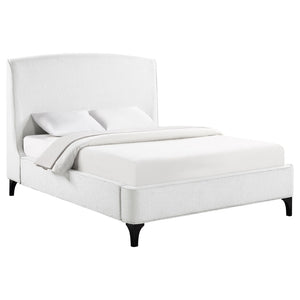 English Elm Theodore Boucle Wingback Queen Bed Sculptural Upholstered Frame for Modern Bedrooms B062S01637
