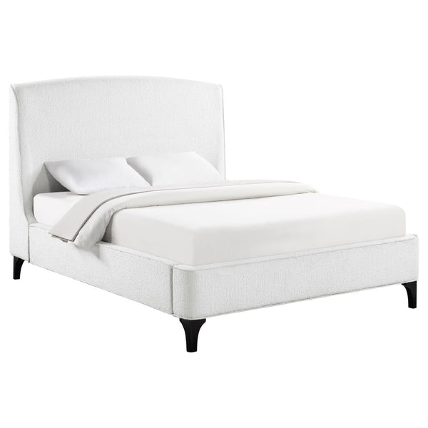 English Elm Theodore Boucle Wingback Queen Bed Sculptural Upholstered Frame for Modern Bedrooms B062S01637
