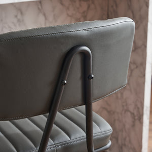 English Elm Industrial Bar Stools Set of 2 — Counter Height PU Leather Seats, Sturdy Metal Frame, Ergonomic Backrest and Footrest for Kitchen Island and Home Bar Grey W1901P264278