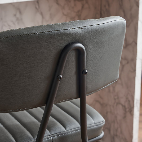 English Elm Industrial Bar Stools Set of 2 — Counter Height PU Leather Seats, Sturdy Metal Frame, Ergonomic Backrest and Footrest for Kitchen Island and Home Bar Grey W1901P264278