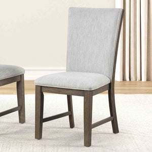 English Elm Modern 2pc Upholstered Farmhouse Side Chair Set with Oak Finish, 25" Seat Height, Versatile Dining Seating B2741P406729
