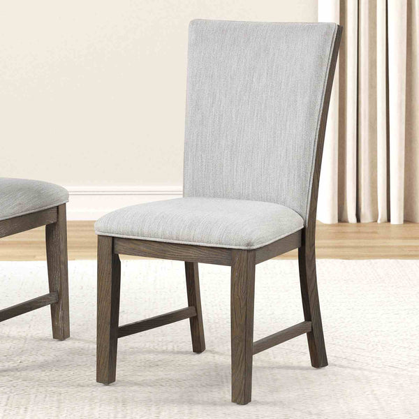English Elm Modern 2pc Upholstered Farmhouse Side Chair Set with Oak Finish, 25" Seat Height, Versatile Dining Seating B2741P406729