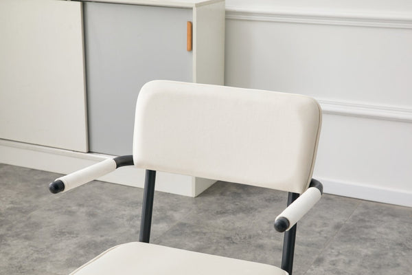English Elm Dining Chairs Set of 2 Velvet Upholstered with Hangable Arms and Metal Legs W3493P449270