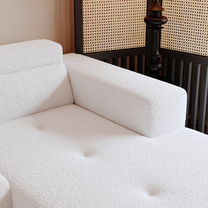 English Elm 109'' Modern Modular Sectional Sofa with Chaise, Plush Teddy Fabric, Pocket Springs for Comfort and Durability White W680S00013