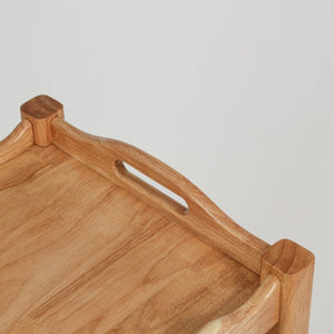 English Elm Solid Rubberwood Two Tier Rolling Table with Locking Casters for Modern Living W3040P455688