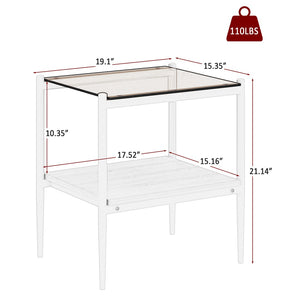 English Elm Set Of 2 Modern Rectangle End Tables With Tempered Glass Top & Sturdy Mdf Shelf For Living Room Decor W241P184254-GIGA