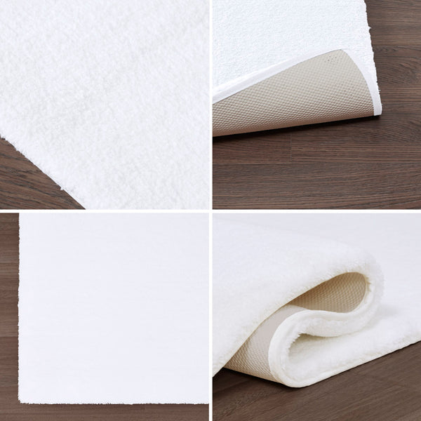 JLA Home Madison Park Signature - Bath Plush High-Pile Rug with Quick-Dry Technology, Non-Skid Backing, OEKO-TEX Certified Comfort White MPS72-164