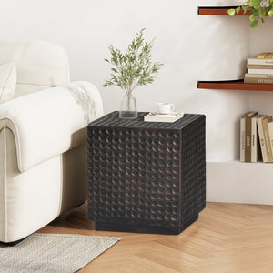 English Elm Christopher Knight Home® - Outdoor Side Table Antique Copper MGO Cube — Fluted Lightweight Concrete Patio End Table, 15" x 15" x 17" N770P200252C