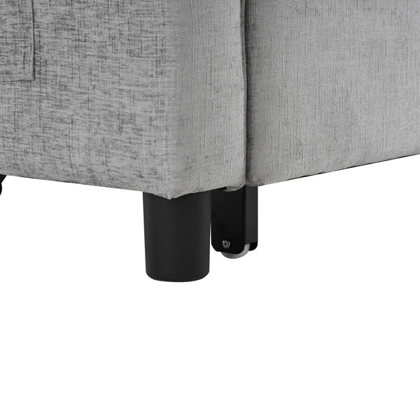 English Elm 56.9" Loveseat Sofa Bed with Chenille Upholstery, USB Ports, Phone Holder, Side Pockets, Reclining Backrest Grey N719P208853E