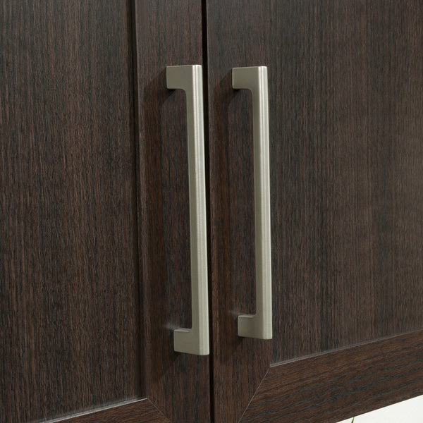 English Elm Wall Cabinet Brown Finish with Adjustable Shelves, Compact 33.75" x16.63" x5" Organizer for Kitchen Bath Garage B356P402698