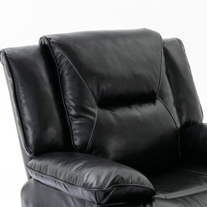 English Elm 360° Swivel Rocking Home Theater Recliner Chair with LED Light Strip, Leather Gel, Ergonomic Comfort Black WF323621AAB