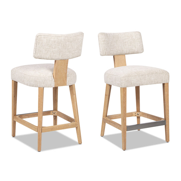 English Elm Jennifer Taylor Home - Penny Fully Upholstered Counter Stool Set of 2 in Travertine Beige Chenille with Arched Back Comfort B2719P269264