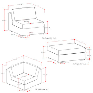 English Elm Jasmine Cloud Grey Pit Sectional Sofa U-Shaped 124" Modular Sofa Bed, Performance Fabric, 1800lb Capacity B136P199251