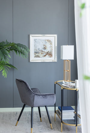 English Elm 23.6X23.6" Crystal-Accented Wall Art - Gold, Bronze & Gray Abstract Design With Mirrored Frame W2078P318310