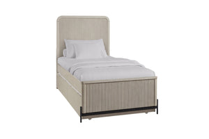 English Elm Full Full Over Twin Trundle Bed Taupe with Reeded Fronts Birch Veneer Solid Wood MDF Casual Design B2699S00062