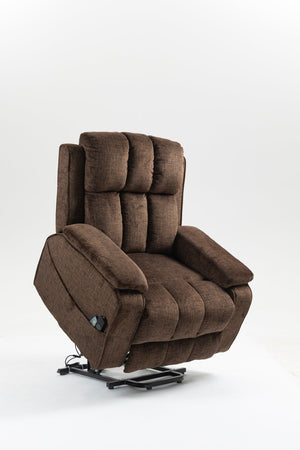 English Elm Oversized Power Lift Recliner with Heat Massage Lay Flat Design and Usb Charging Port Chocolate W547S00081