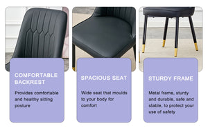 English Elm Table And Chair Set - Modern Extendable Mdf Dining Table With 4 Stylish Pu Chairs & Metal Legs W1151S03934-GIGA