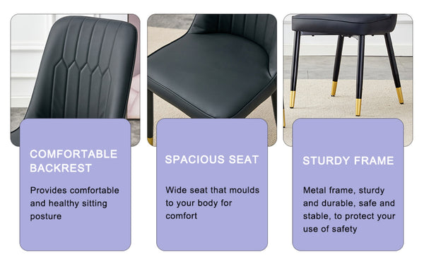 English Elm Table And Chair Set - Modern Extendable Mdf Dining Table With 4 Stylish Pu Chairs & Metal Legs W1151S03934-GIGA