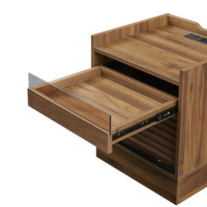 English Elm Christopher Knight Home® - Mid Mid Century Modern Nightstand with USB Charging Station, LED App-Control Lights, 2 Drawers, Sleek Design Brown 22.24 L x 18.7 W x 7.09 H N761P255453Z