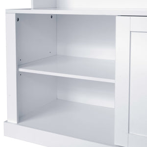 English Elm U-Can 57'' Hall Tree with Bench, Drawer & Shelves for Entryway Organizing and Stylish Storage White N724P264673K