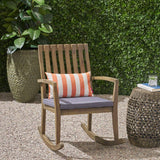 Christopher Knight Home® Colmena Outdoor Acacia Wood Rustic Rocking Chair With Cushion, Gray And Dark Gray