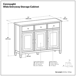 English Elm Connaught Solid Pine Entryway Cabinet White Lacquer Finish with Drawers and Shelves B136P436039