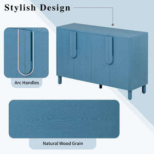 English Elm Trexm Ash Veneer Sideboard with Flush Arc Handles and Adjustable Shelves for Dining Areas N715P264916M