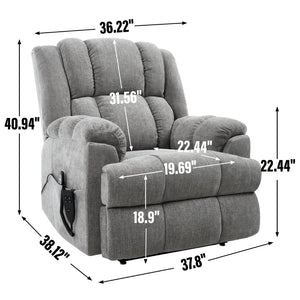 English Elm Dual Motor Power Lift Recliner Chenille Chair with Massage Heat and Infinite Positions Light Gray W3224P288433