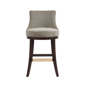 English Elm Lucia Taupe Chenille Barstool - Luxurious Comfort With Beech Wood Legs & Gold Accents For Your Space B365P398053