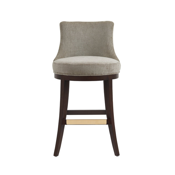 English Elm Lucia Taupe Chenille Barstool - Luxurious Comfort With Beech Wood Legs & Gold Accents For Your Space B365P398053