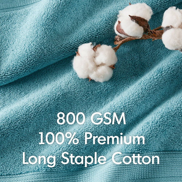JLA Home Madison Park Signature - Ultra-Soft 100% Cotton Towels | 800 GSM Plush Spa-Quality Set with Antimicrobial Finish, Oeko-Tex Certified Aqua MPS73-193