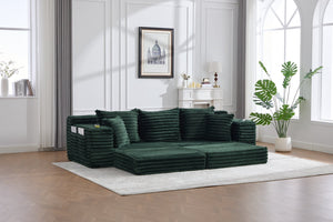 English Elm Oversized Corduroy Cloud Couch Convertible Sleeper Sofa with Memory Foam Seating Emerald W395S00120