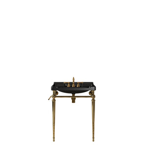 English Elm VICI 28" Bathroom Console Sink with Integrated Ceramic Basin, Overflow, Stainless Support Legs Black,Gold W2615S00111
