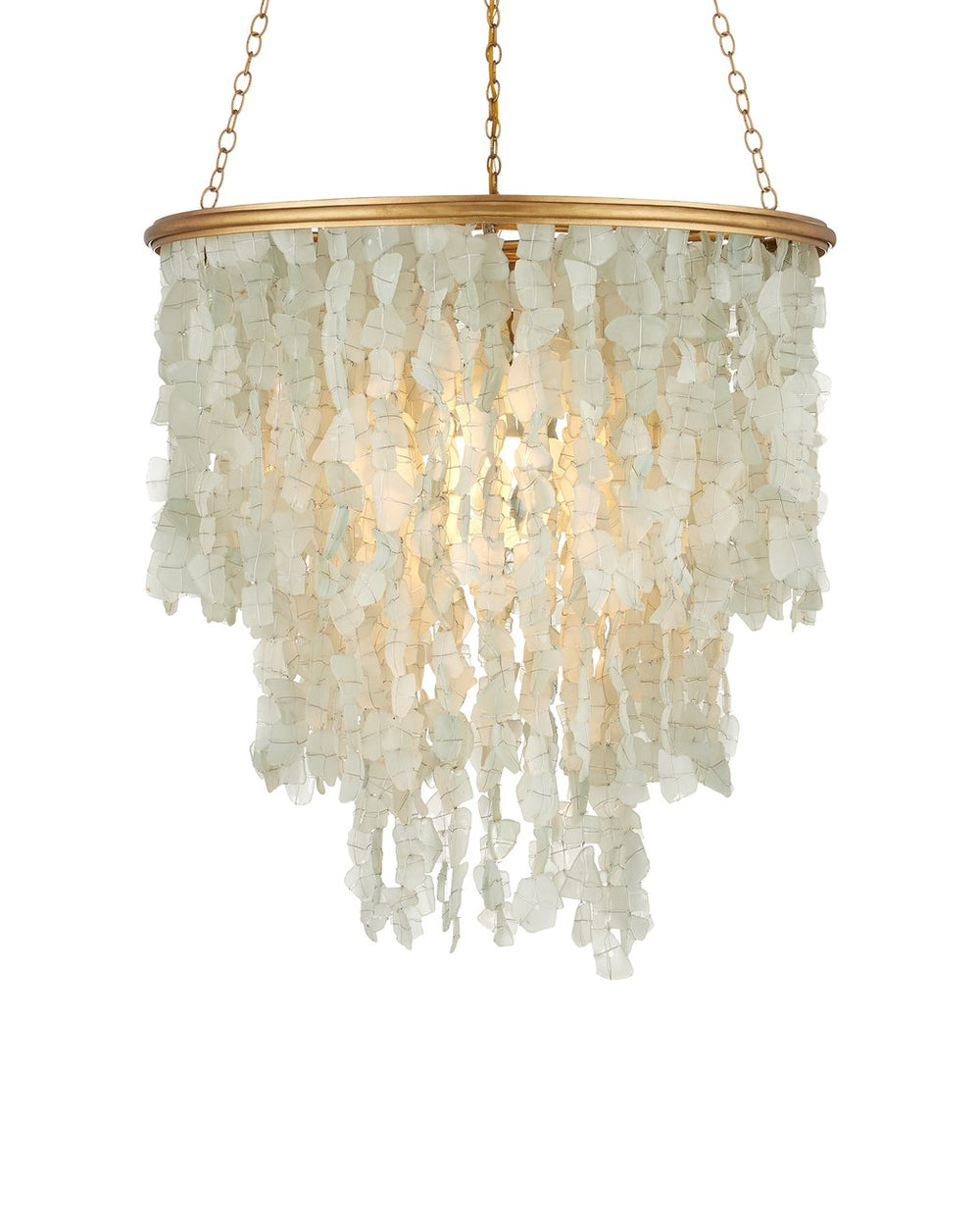 Currey & Company Verre De Mer Small Chandelier - Ocean-inspired Glass Lighting Fixture With Adjustable Height & Glow Gold Glass ,Wrought Iron 9000-1318-currey-company