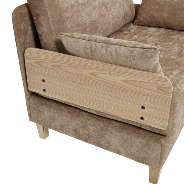 English Elm Foldable sofa bed recliner with three pillows, 3-in-1 convertible sleeper for small spaces, mid-century modern comfort Light Brown W395P290557