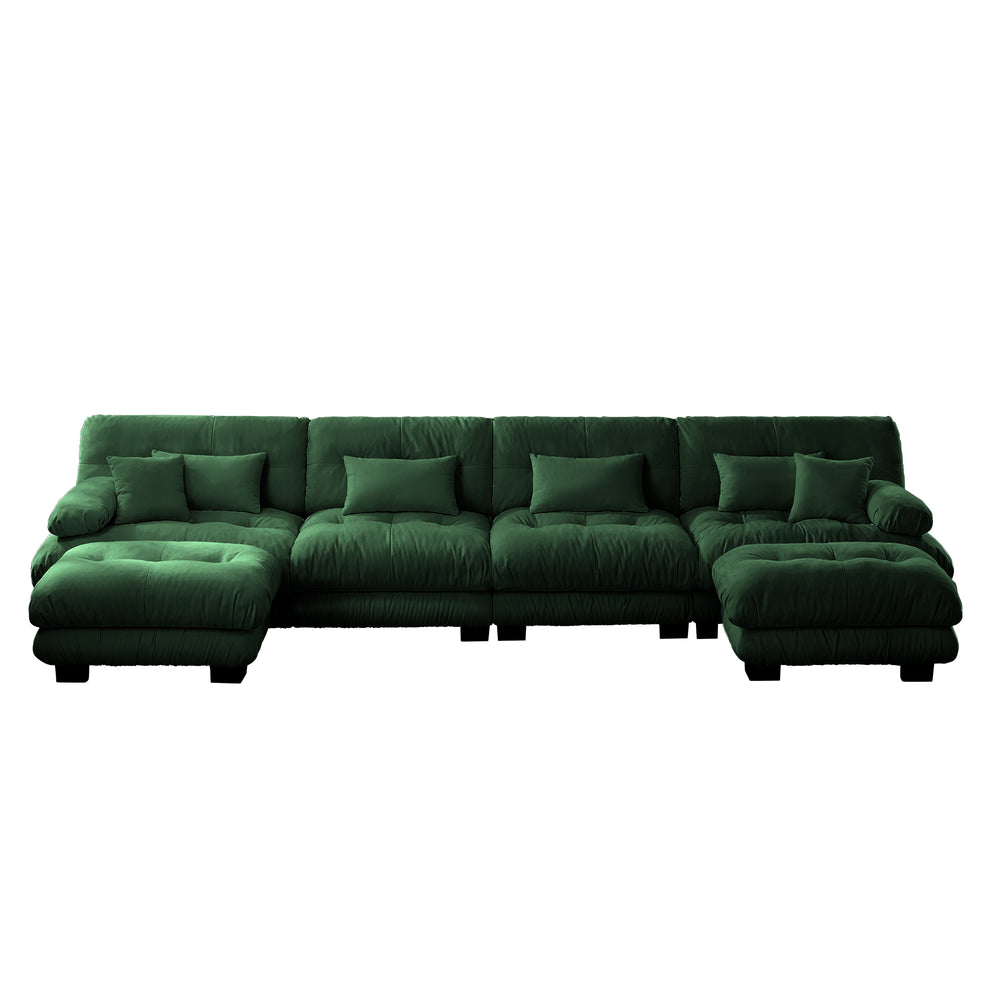 English Elm Free Modular U-Shaped Sectional Sofa - Customizable 4-Seater Couch With Chenille Fabric & 2 Ottomans W714S01096