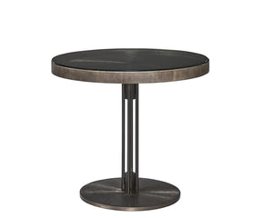 Sunpan TERRY Round Bistro Table - 35.5" Clear Glass Top with Bronzed Gunmetal Starburst Base for Elegance 105109