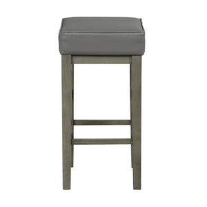 English Elm Transitional Faux Leather Pub Height Stool Set of 2 with Antiqued Wood Frame, 29" Seat, Versatile Design Antique Gray,Gray 32.25 L x 17 W x 12.75 H B011P232131