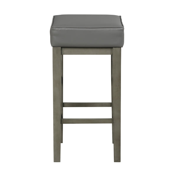 English Elm Transitional Faux Leather Pub Height Stool Set of 2 with Antiqued Wood Frame, 29" Seat, Versatile Design Antique Gray,Gray 32.25 L x 17 W x 12.75 H B011P232131