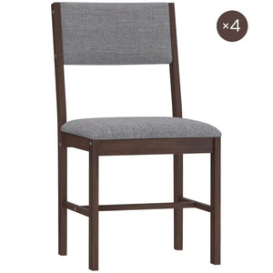 English Elm Comfortable Rubberwood Dining Chairs with Linen Fabric Cushioned Seats Set of 4 Gray,Walnut T3971P459260