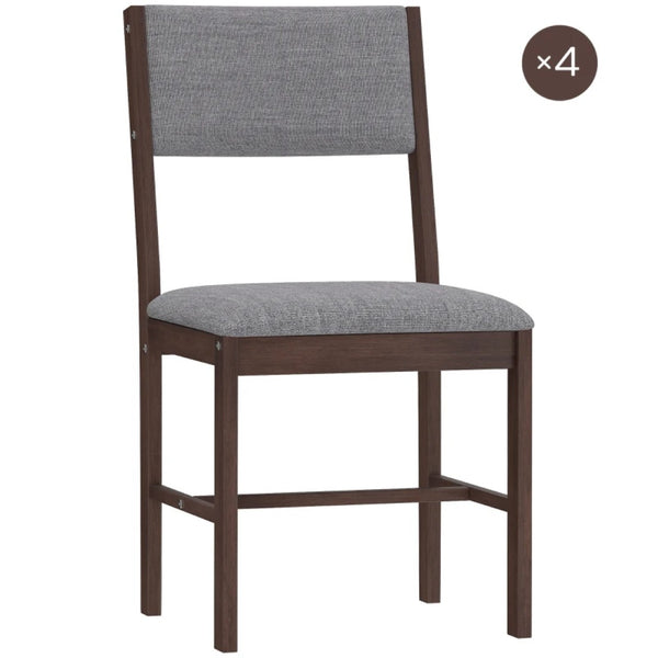 English Elm Comfortable Rubberwood Dining Chairs with Linen Fabric Cushioned Seats Set of 4 Gray,Walnut T3971P459260