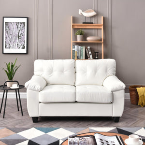 English Elm Contemporary White PU Loveseat 2-Seater 35"H x 57"W x 33"D | Padded Arms, Easy Assembly, Modern Elegance B078S00121