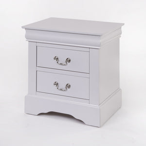 English Elm Louis Louis Philippe III Nightstand with 2 Drawers, Brushed Nickel Handles, Modern Minimalist Design White 27 L x 18 W x 23 H B2726P261215