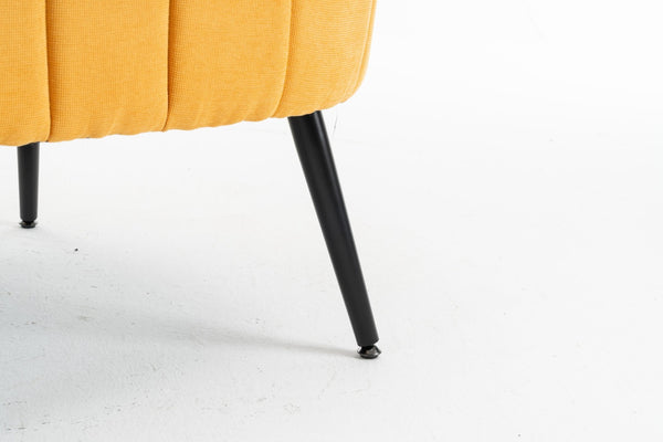 English Elm Decorative Chenille Barrel Tub Chair with Pocket Coil Cushion for Cozy Reading Nooks Yellow W5188P462022