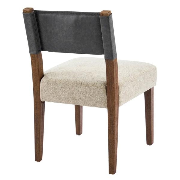 English Elm Mid-century Modern Linen Blend Dining Chairs Rubberwood Legs Sculptural Backrest Set of 2 Dark Gray,Oatmeal,Walnut N768P442393W