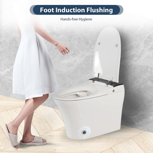 English Elm Heated One-Piece Smart Toilet with Foot-Sensor Flush, Battery Backup, Night Light, Soft-Close Seat N753P213733G