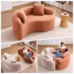 English Elm LY-042 Zen-Inspired S-Curved Dual-Depth Loveseat with Chenille Upholstery, Ready-to-Use Comfort Coral W2231P329722