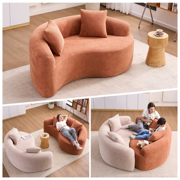 English Elm LY-042 Zen-Inspired S-Curved Dual-Depth Loveseat with Chenille Upholstery, Ready-to-Use Comfort Coral W2231P329722